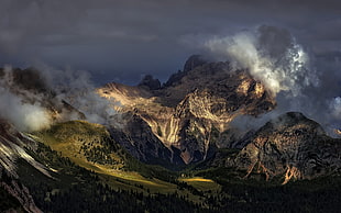 brown mountain wallpaper, nature, landscape, mountains, clouds HD wallpaper