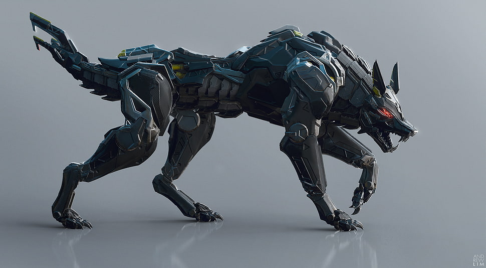 robot wolf toy, 3D, wolf, render HD wallpaper