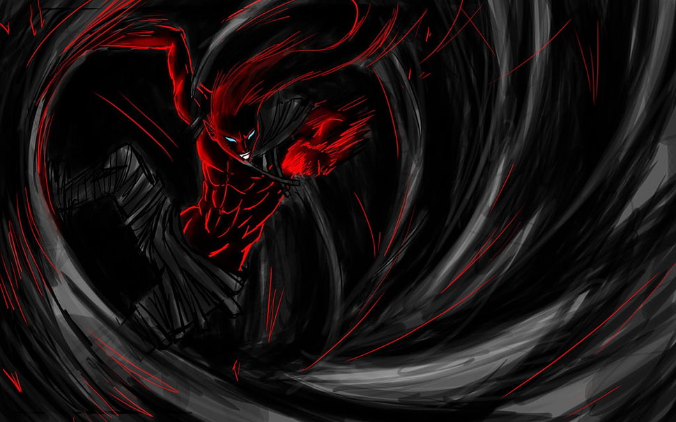 red and black creature painting, anime, Kazeshini, Bleach HD wallpaper