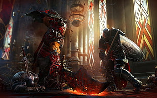 two fighting fictional characters graphic wallpaper, video games, fantasy art, digital art, Lords of the Fallen HD wallpaper