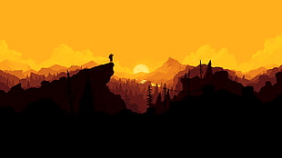 silhouette of person on mountain