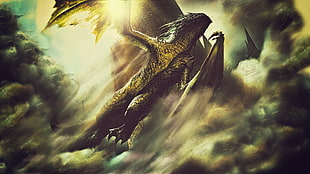 gray dragon illustration, dragon, fantasy art, fan art, artwork HD wallpaper