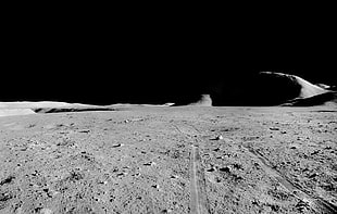black and white concrete surface, Apollo, Moon, landscape