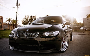 black BMW car, car, BMW, BMW 5 Series