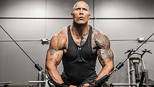 Dwayne Johnson in black tank top