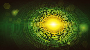 round green and red decorative plate, techno, science, vector HD wallpaper