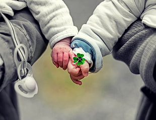 two baby's holding hands photo HD wallpaper
