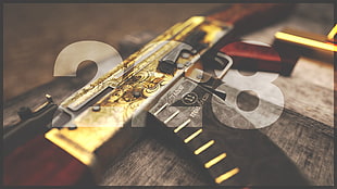 gold, AK-47, gun, numbers