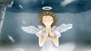 angel character digital wallpaper