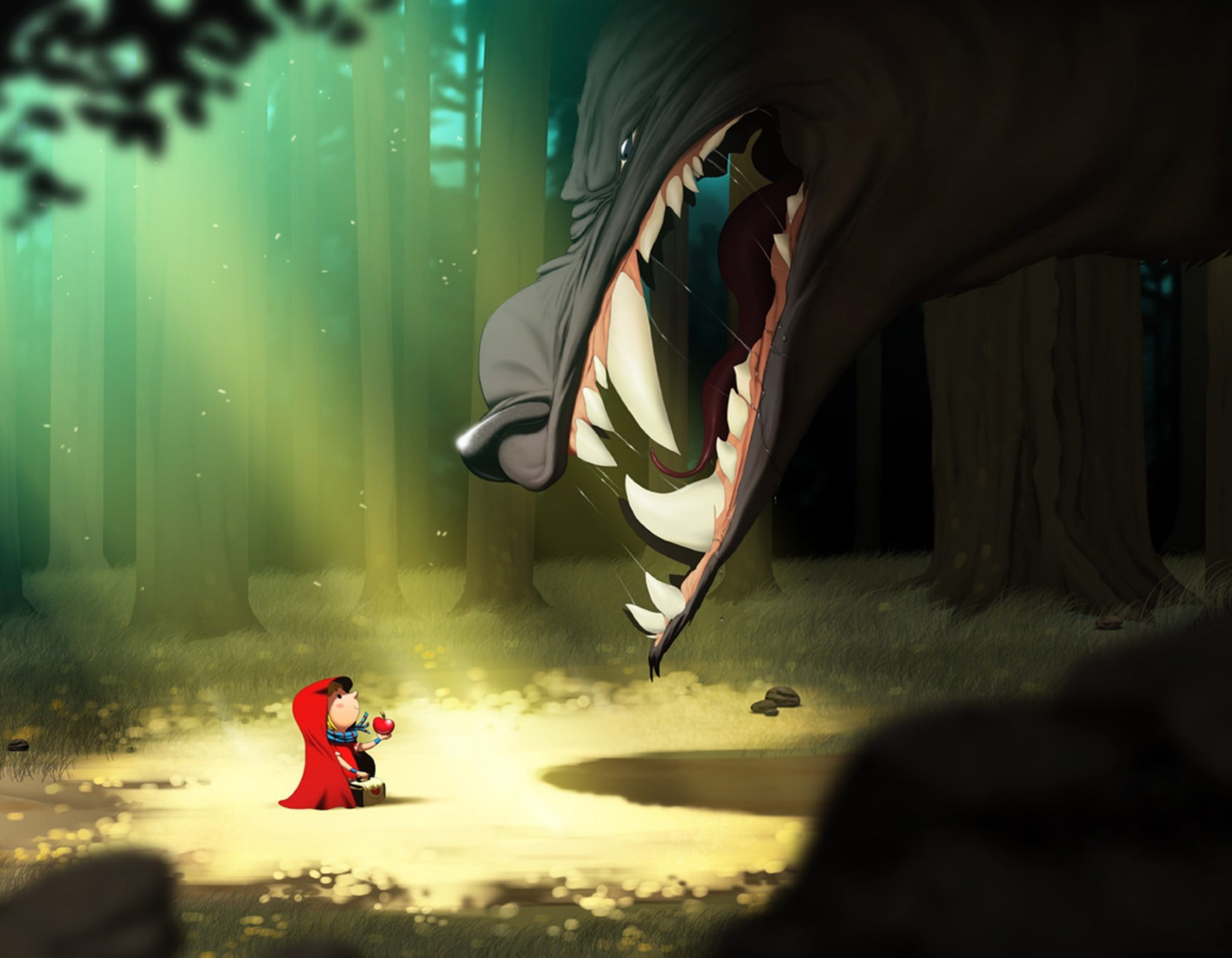 Little Red Riding Hood And Big Bad Wolf Clip Art Little Red Riding Hood Wolf Wood Forest Hd Wallpaper Wallpaper Flare