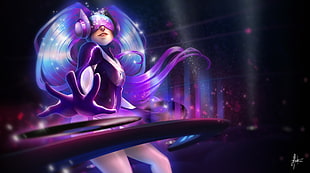 female anime character in purple hair, League of Legends, DJ Sona, Sona (League of Legends) HD wallpaper