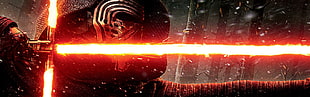 gray and red lightsaber, lightsaber, Kylo Ren, Star Wars: The Force Awakens, movies