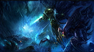 purple crawling alien graphic wallpaper, Starcraft II, video games, Protoss, Zergs