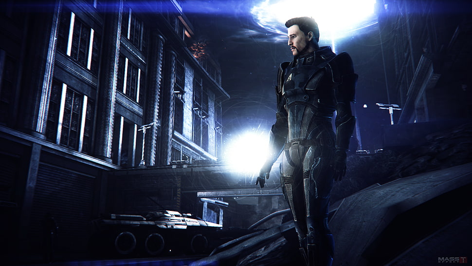 male in black suit digital wallpaper, Mass Effect, video games HD wallpaper