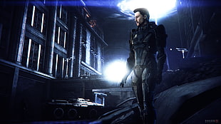 male in black suit digital wallpaper, Mass Effect, video games