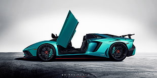 blue and black car bed frame, Lamborghini Aventador, car