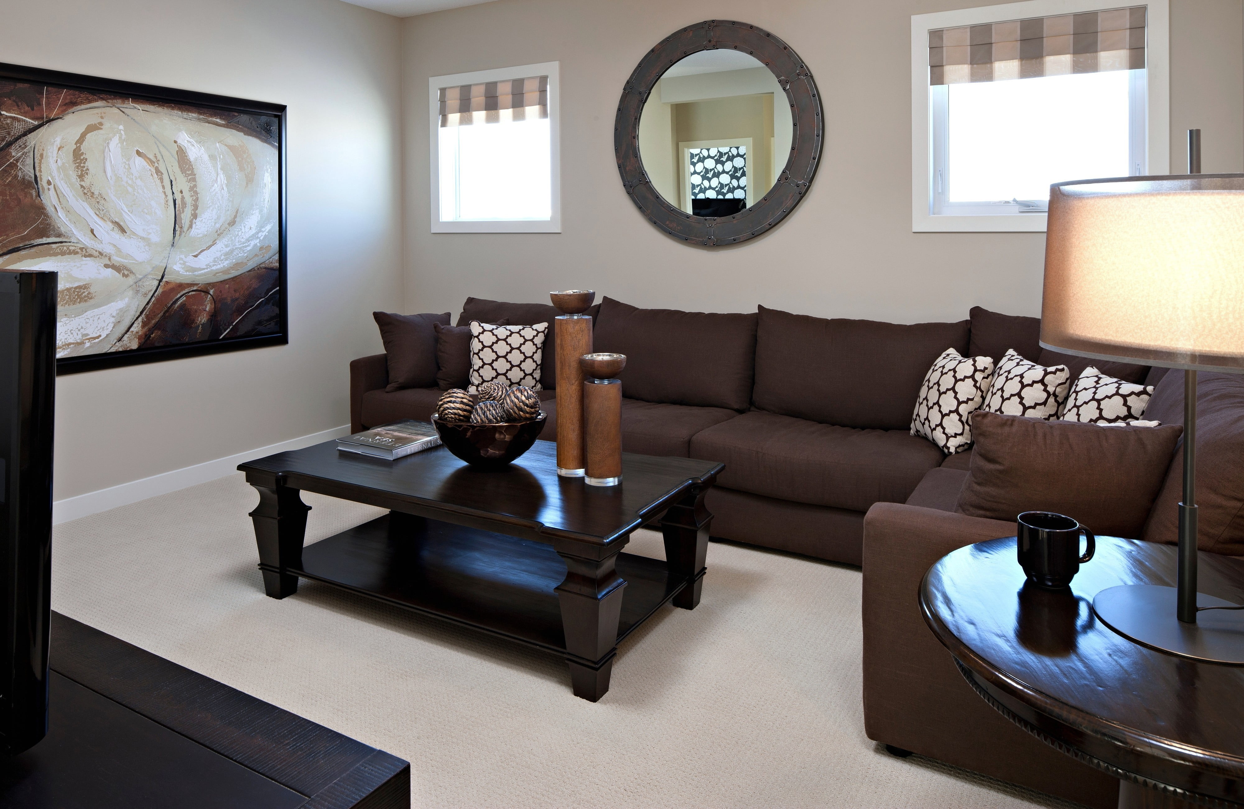 brown suede sectional sofa set