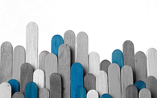 gray white and blue wooden fence