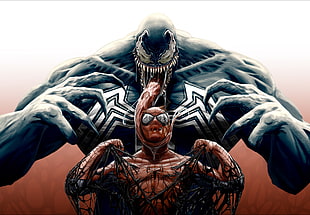 black and brown horse figurine, Spider-Man, Venom, tongue out, Symbiote HD wallpaper