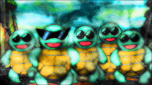 Pokemon Squirtle squad, Pokemon First Generation, Squirtle, bright, Teenage Mutant Ninja Turtles