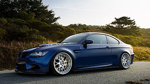 blue sedan, BMW, BMW E92, car, blue cars HD wallpaper