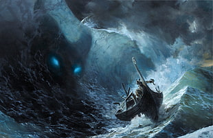 boat illustration, fantasy art HD wallpaper
