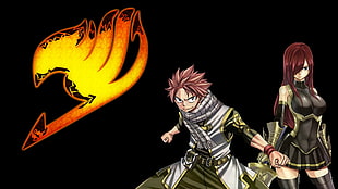 Natsu Dragneel and Erza Scarlet from Fairy Tail illustration, Dragneel Natsu, Scarlet Erza, Fairy Tail HD wallpaper