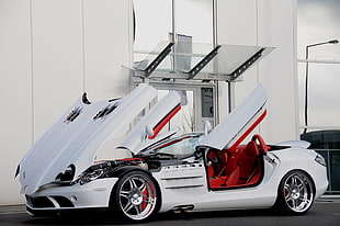 white and red convertible coupe HD wallpaper