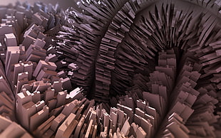 gray and black hand fan, abstract, 3D