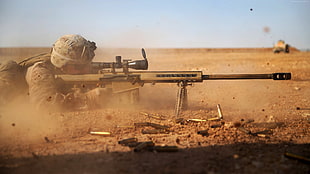 gray automatic rifle, war, sniper rifle, soldier, rifles HD wallpaper