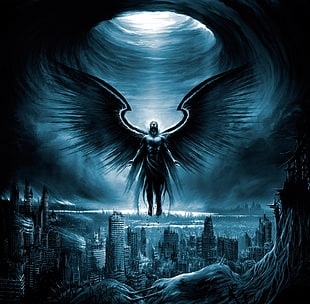 angel illustration, Vitaly S Alexius, fantasy art, wings, apocalyptic