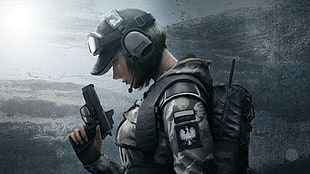 woman in army uniform digital game wallpaper