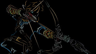 person holding crossbow illustration, The Legend of Zelda, video games, neon, Link HD wallpaper