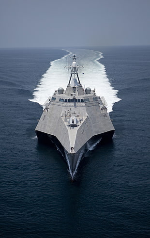 view of gray battleship