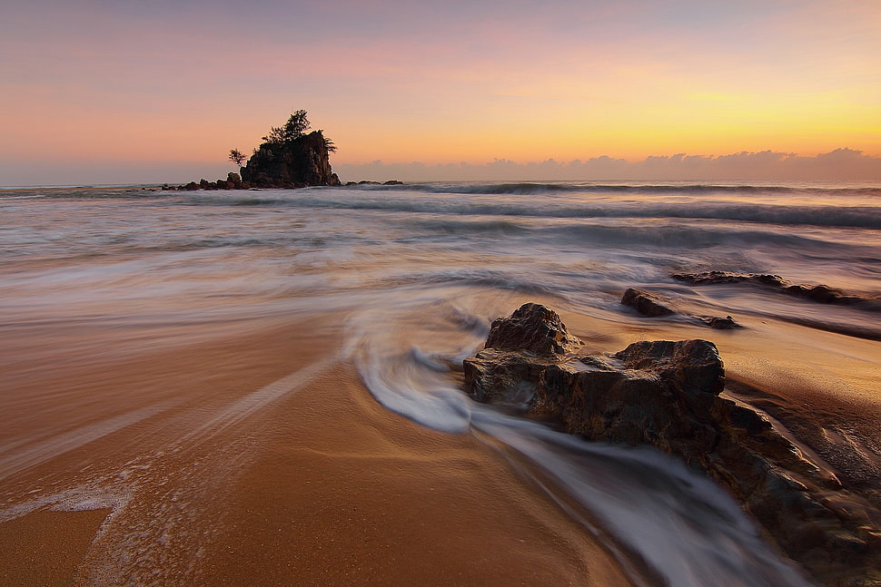 ocean timelapse photography HD wallpaper