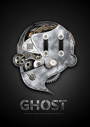 Ghost logo, mechanics, ghosts, gears HD wallpaper