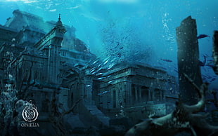 underwater structure, Seven Lions, music, underwater, architecture
