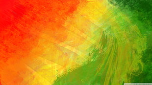 green, yellow, and red abstract painting, colorful
