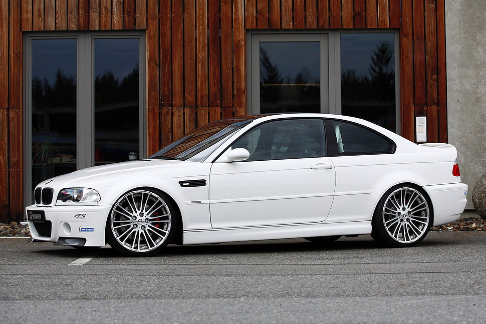 white BMW coupe HD wallpaper