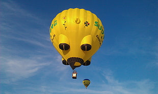 yellow hot air balloon during day time HD wallpaper