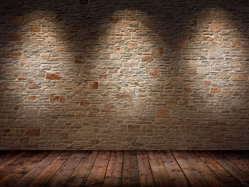 brown bricked wall HD wallpaper