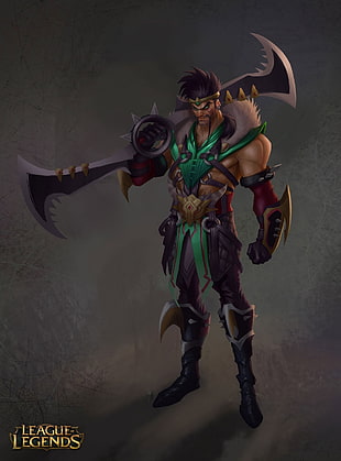 man holding sword game character digital wallpaper