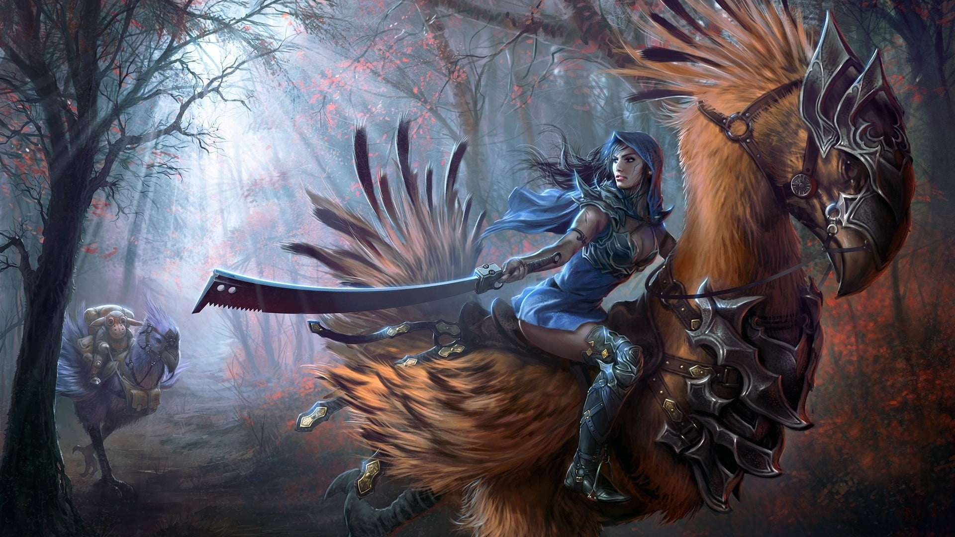 Final Fantasy character riding chocobo wallpaper, Final Fantasy, artwork, video games, Chocobo