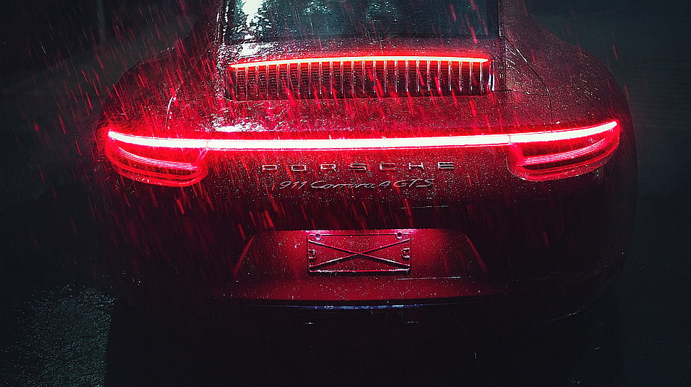 Porsche sports car, Porsche 911 Carrera, LED tail lights, Rain HD wallpaper