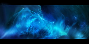blue galaxy, space, stars, nebula, space art HD wallpaper