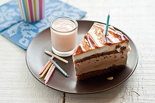 slice of cake with candles