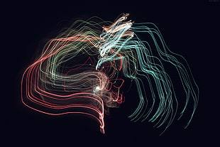 green, red, and white 3D digital wallpaper