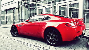 red coupe, car, Aston Martin, Aston Martin Vanquish