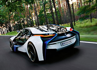 white and black BMW coupe on road, BMW, car, concept cars