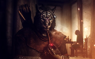 Elder Scroll V Skyrim Khajit game cover, The Elder Scrolls V: Skyrim, cat, Khajiit HD wallpaper
